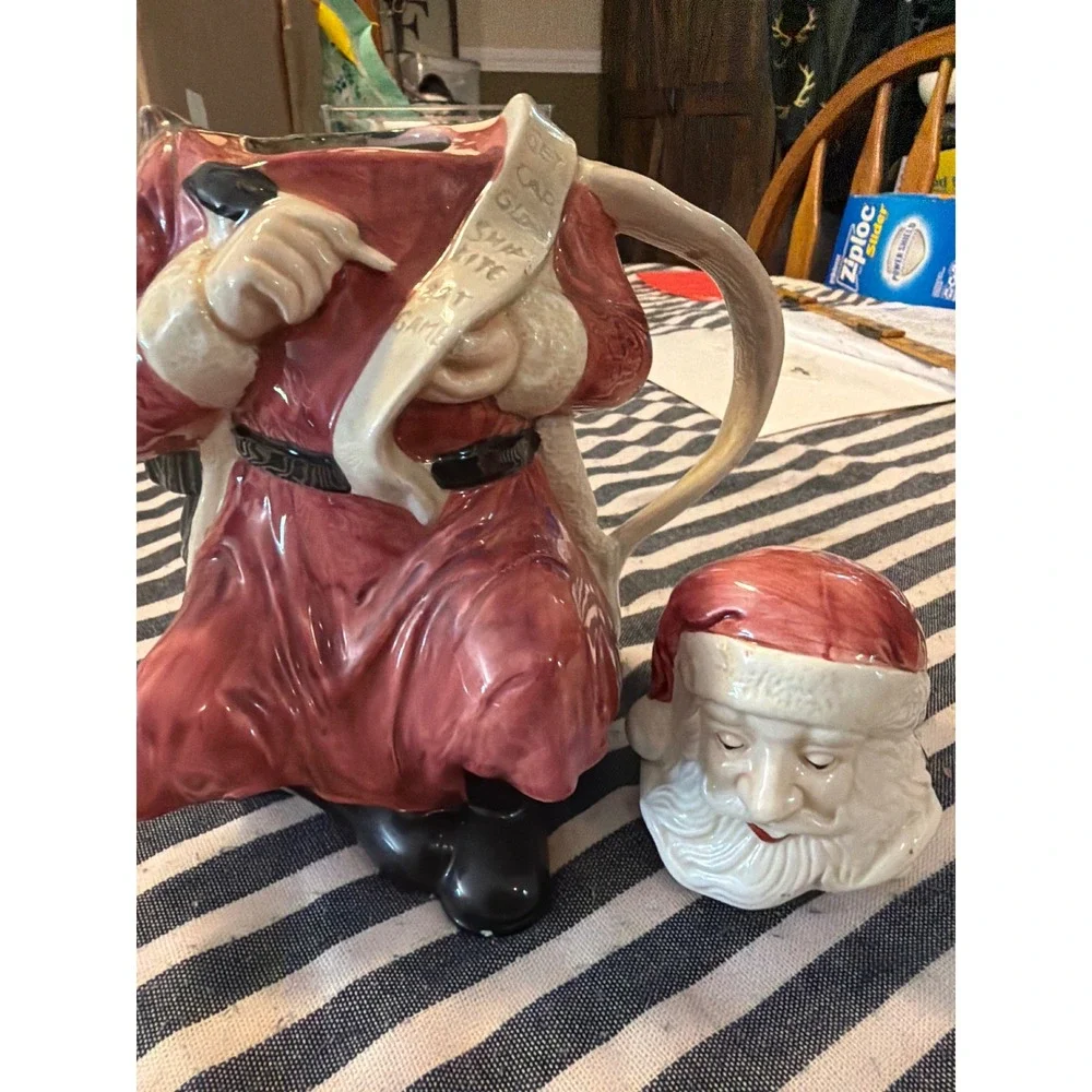 Vintage Santa Claus Ceramic Teapot Christmas Tree Spout Holiday Figural Decor